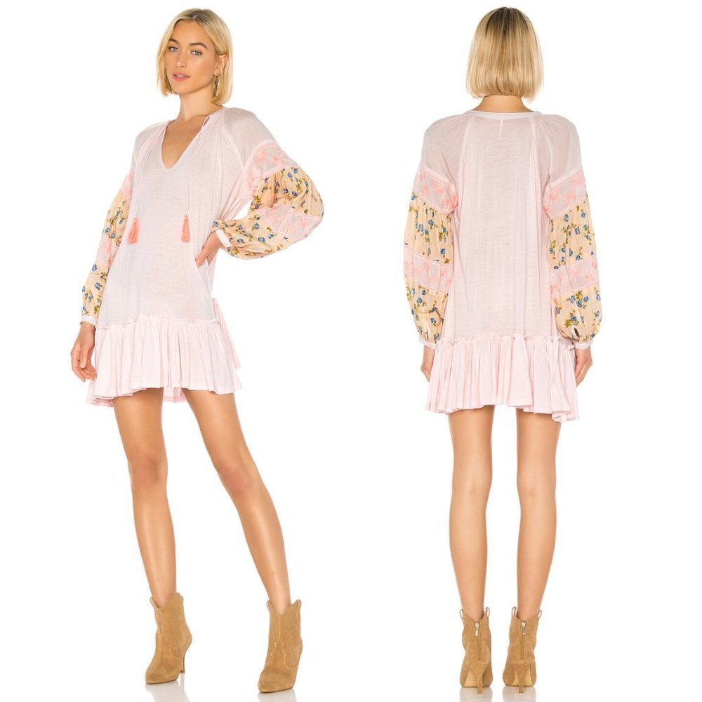 NWT Free People Mix It Up Dress Tunic Embroidered Mini Dress Festival Bohemian